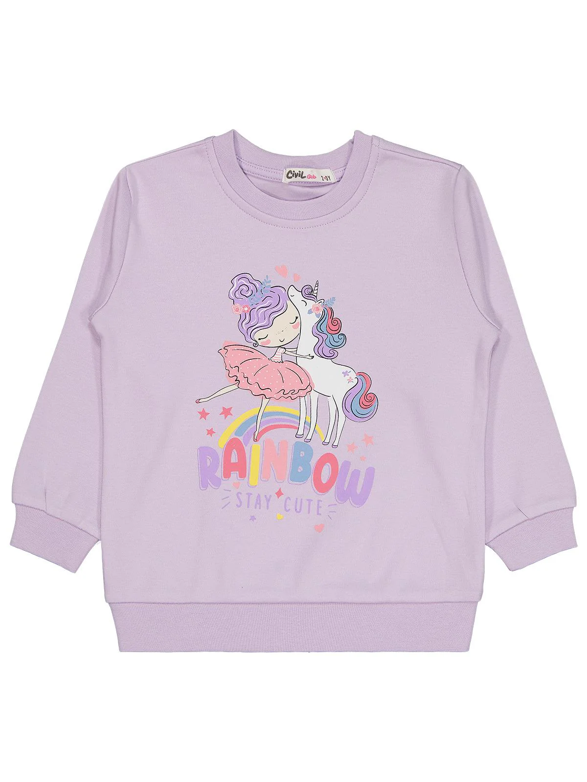 Civil Girls Rainbow Baskılı 2-5 Yaş Sweatshirt - Lila