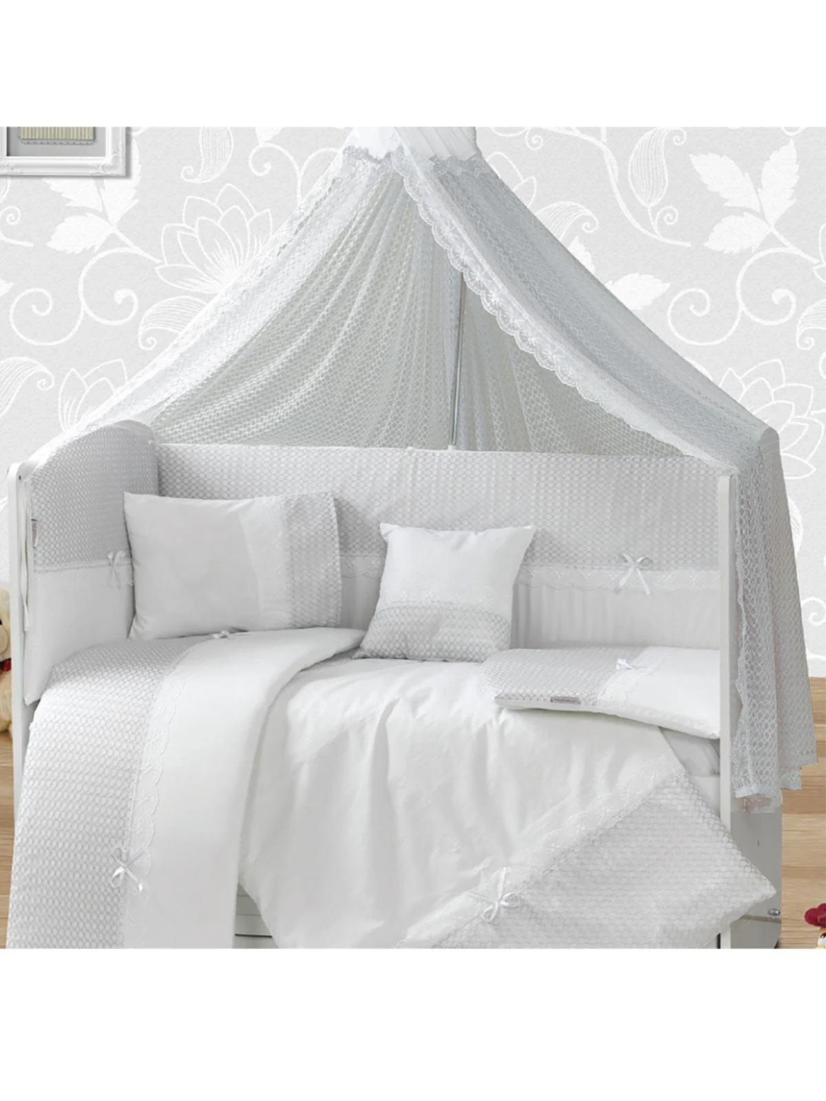 Aras Bebe Sedef Uyku Seti 60x120 cm - Beyaz - Image 3
