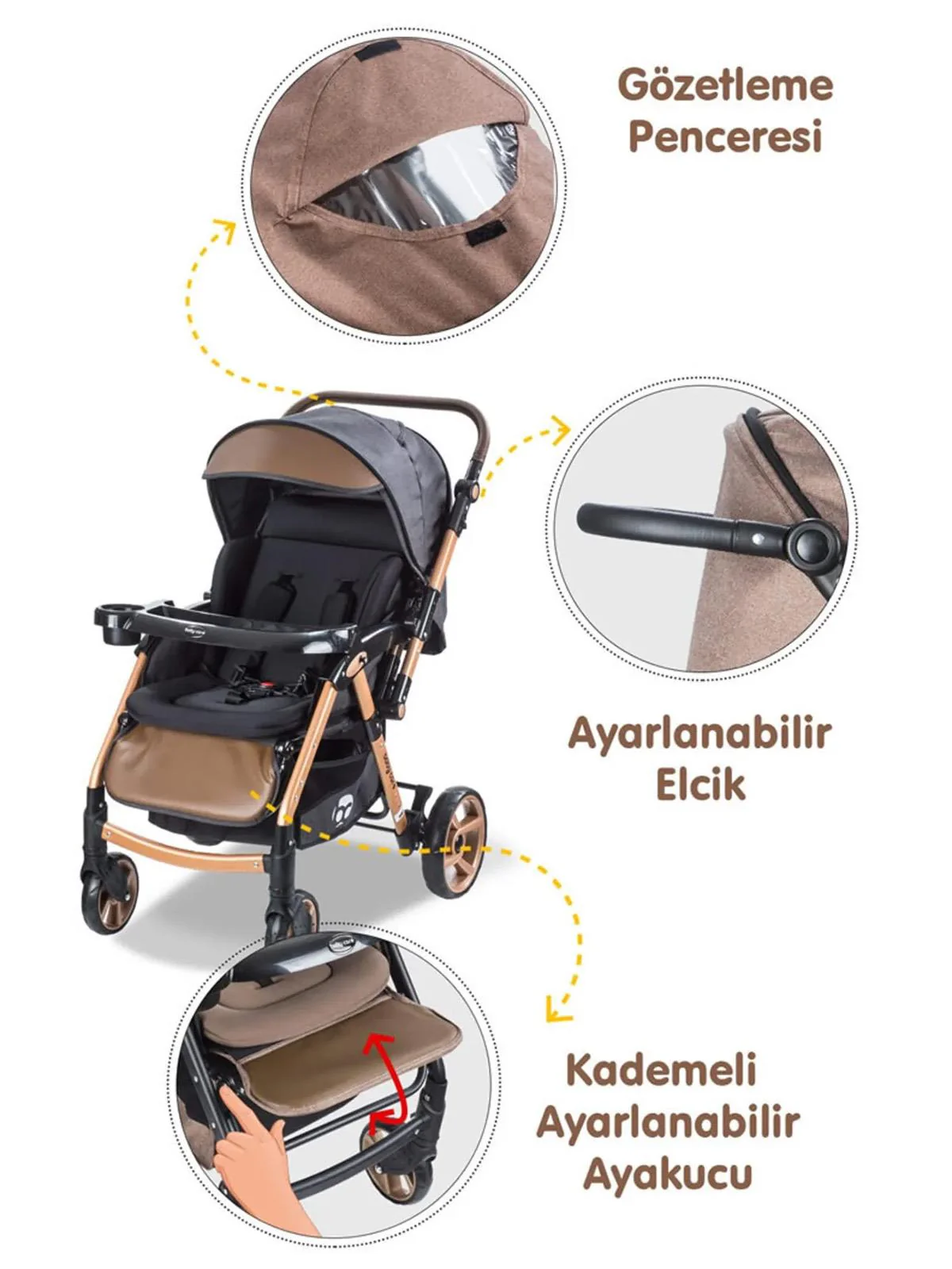 Babycare Combo Maxi Pro Çift Yönlü Bebek Arabası - Siyah - Image 3