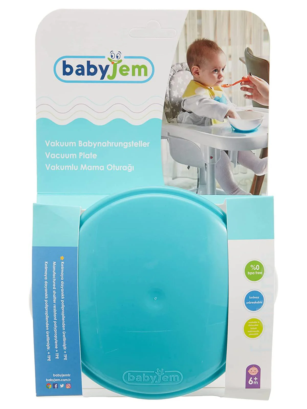 Babyjem Vakumlu Mama Tabağı - Mavi - Image 3