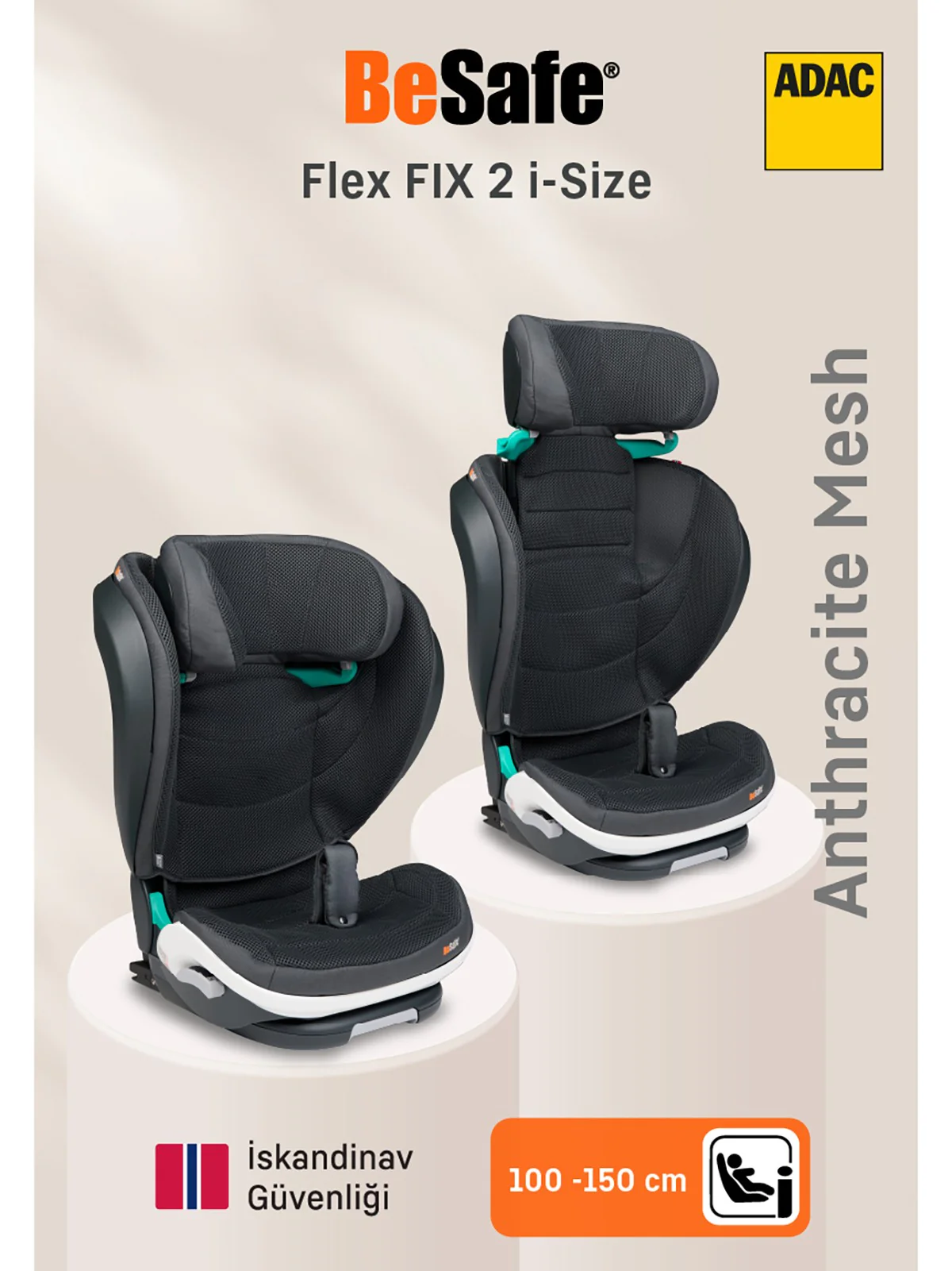 Besafe Izı Flex Fıx I-Sıze 2 Oto Koltuğu 15-36 kg - Gri - Image 2