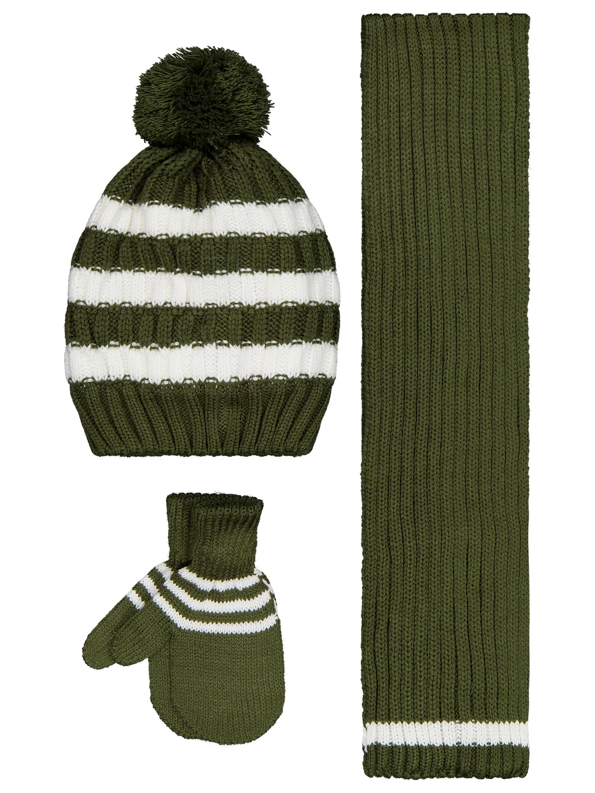 Civil Baby 6-18 Ay Atkı Bere Eldiven Set - Yeşil