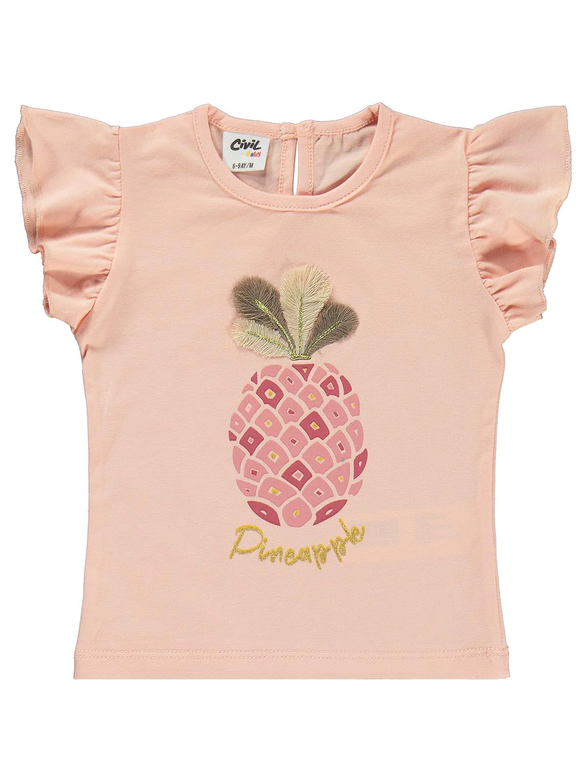 Civil Baby Ananas Baskılı 6-18 Ay Takım - Pudra - Image 2