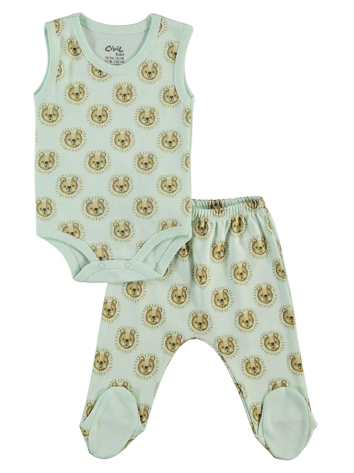 Civil Baby Erkek Bebek 6'lı Zıbın Setleri 0-1 Ay - Yeşil - Image 2