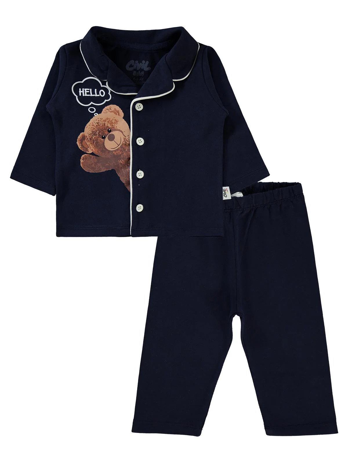 Civil Baby Ayı Baskılı 6-18 Ay Pijama Takımı - Lacivert - Image 2