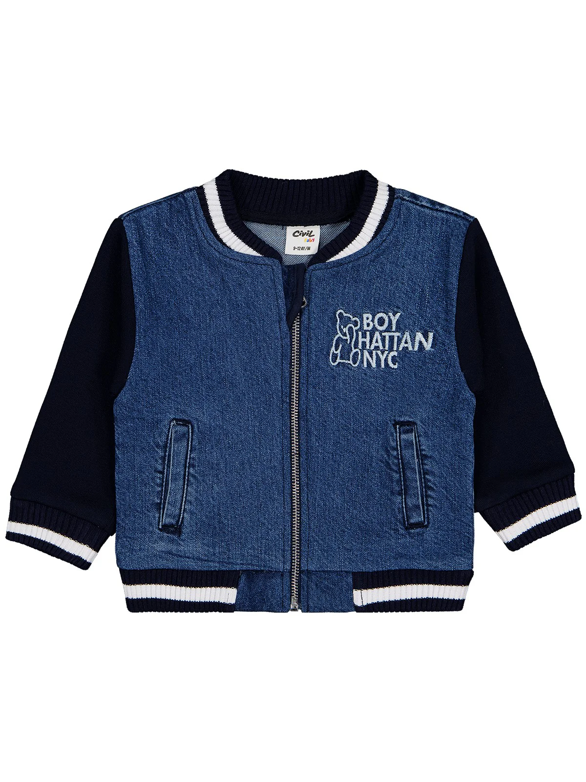 Civil Baby Ayıcık Nakışlı 9-18 Ay Ceket - Mavi - Image 4
