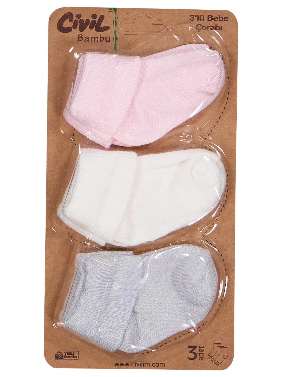 Civil Baby Bambu Basic Asetat 0-24 Ay Çorap Setleri - Image 3