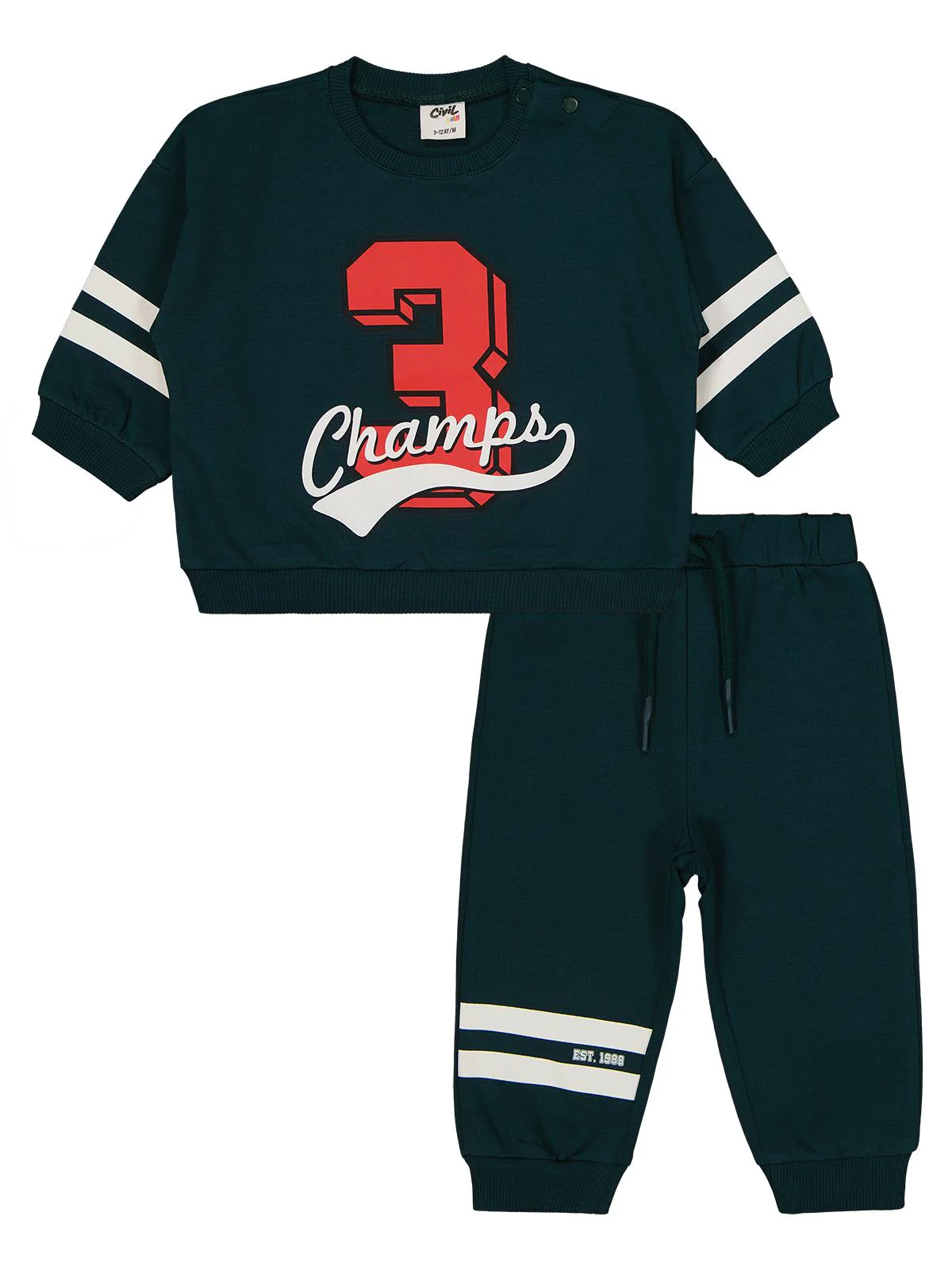 Civil Baby Baskılı 2' li 6-18 Ay Takım - Yeşil - Image 4