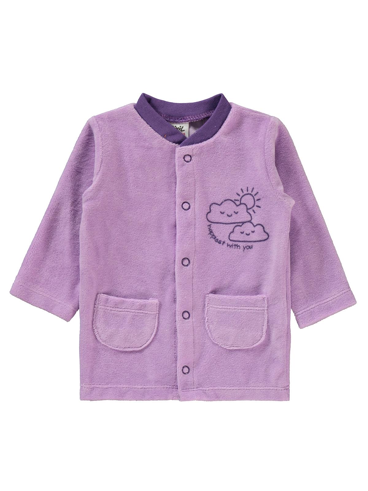 Civil Baby Bulut Baskılı Patikli 1-6 Ay Pijama Takımı - Lila - Image 2