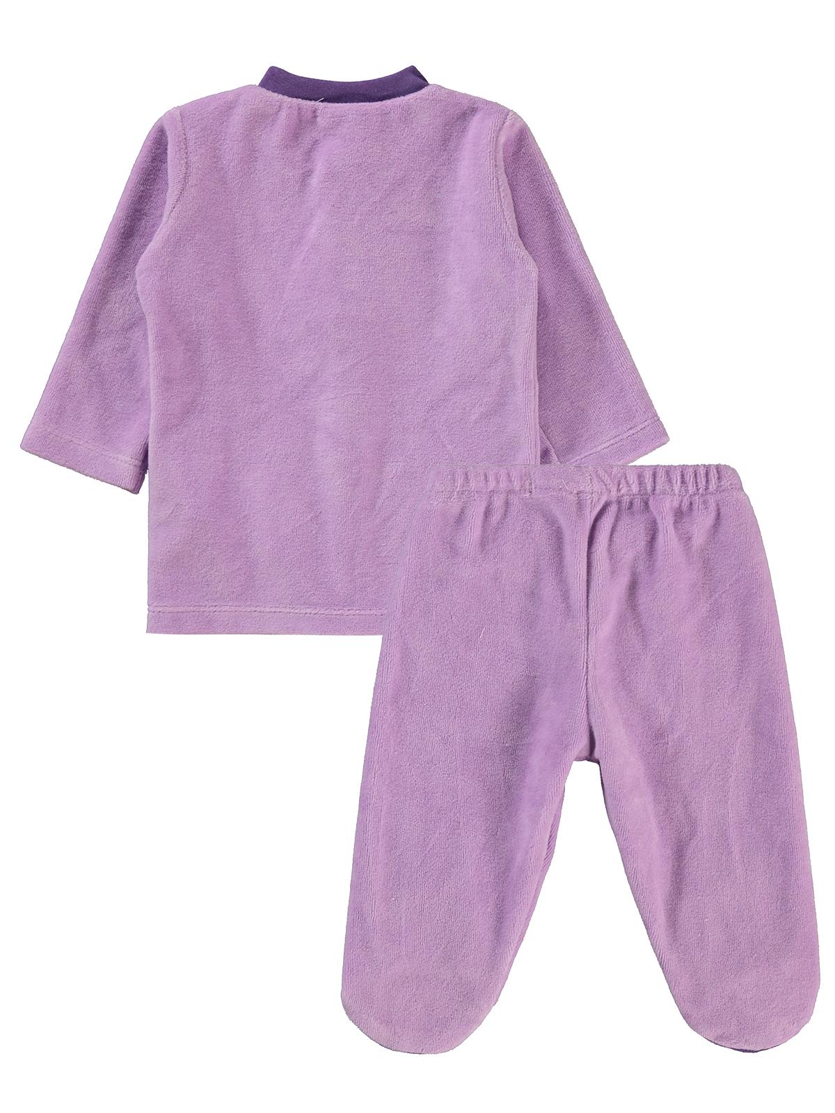 Civil Baby Bulut Baskılı Patikli 1-6 Ay Pijama Takımı - Lila - Image 3