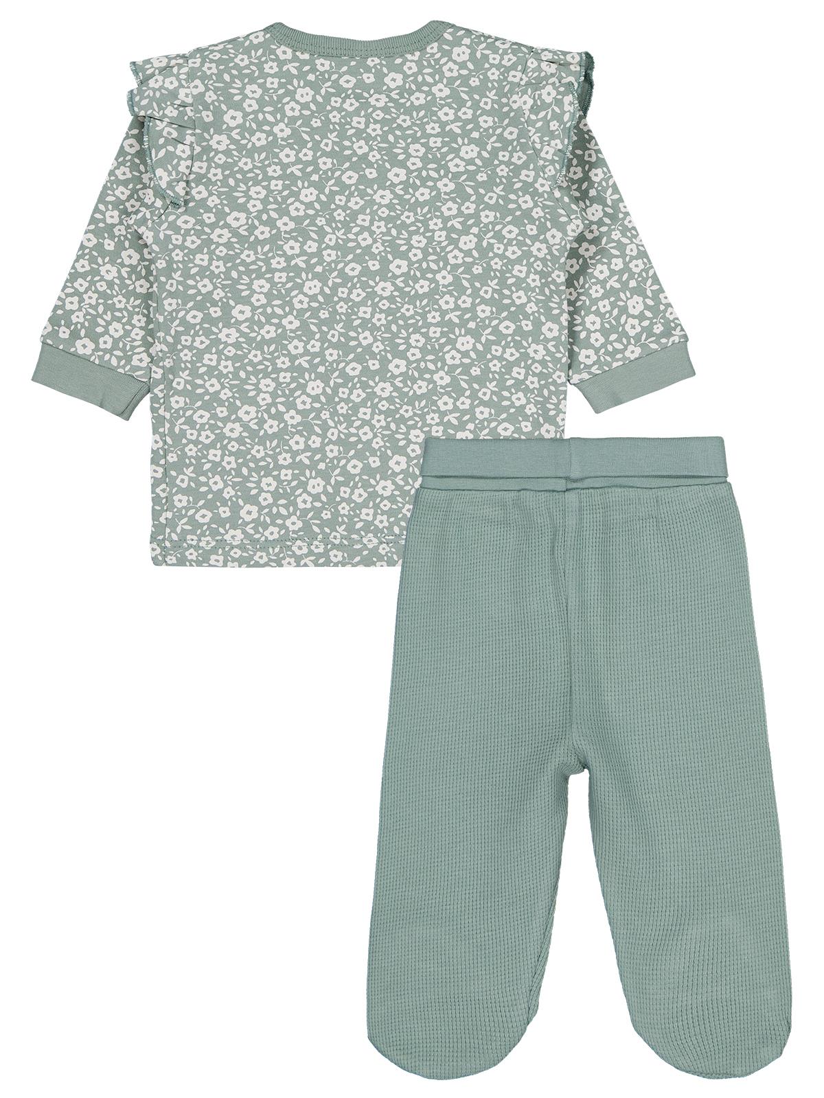 Civil Baby Çiçek Empirme 1-9 Ay Pijama Takımı - Yeşil - Image 3