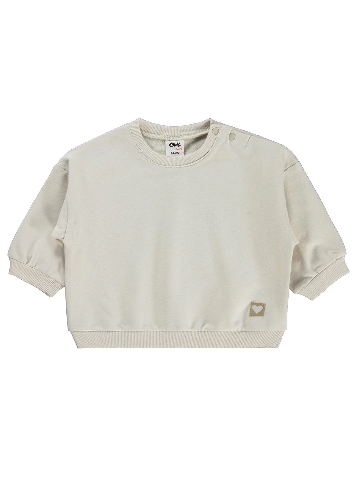Civil Baby Civil Basic Kalp Etiketli 6-18 Ay Sweatshirt - Bej