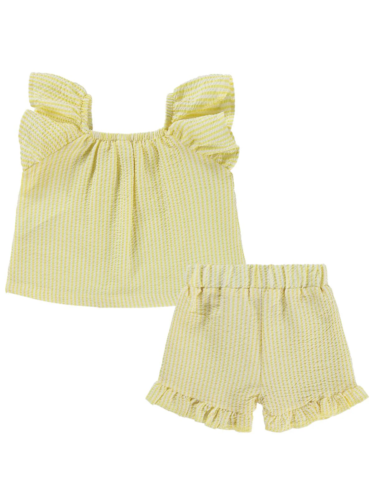 Civil Baby Çizgi Empirmeli Fırfır 6-18 Ay Takım - Sarı - Image 3