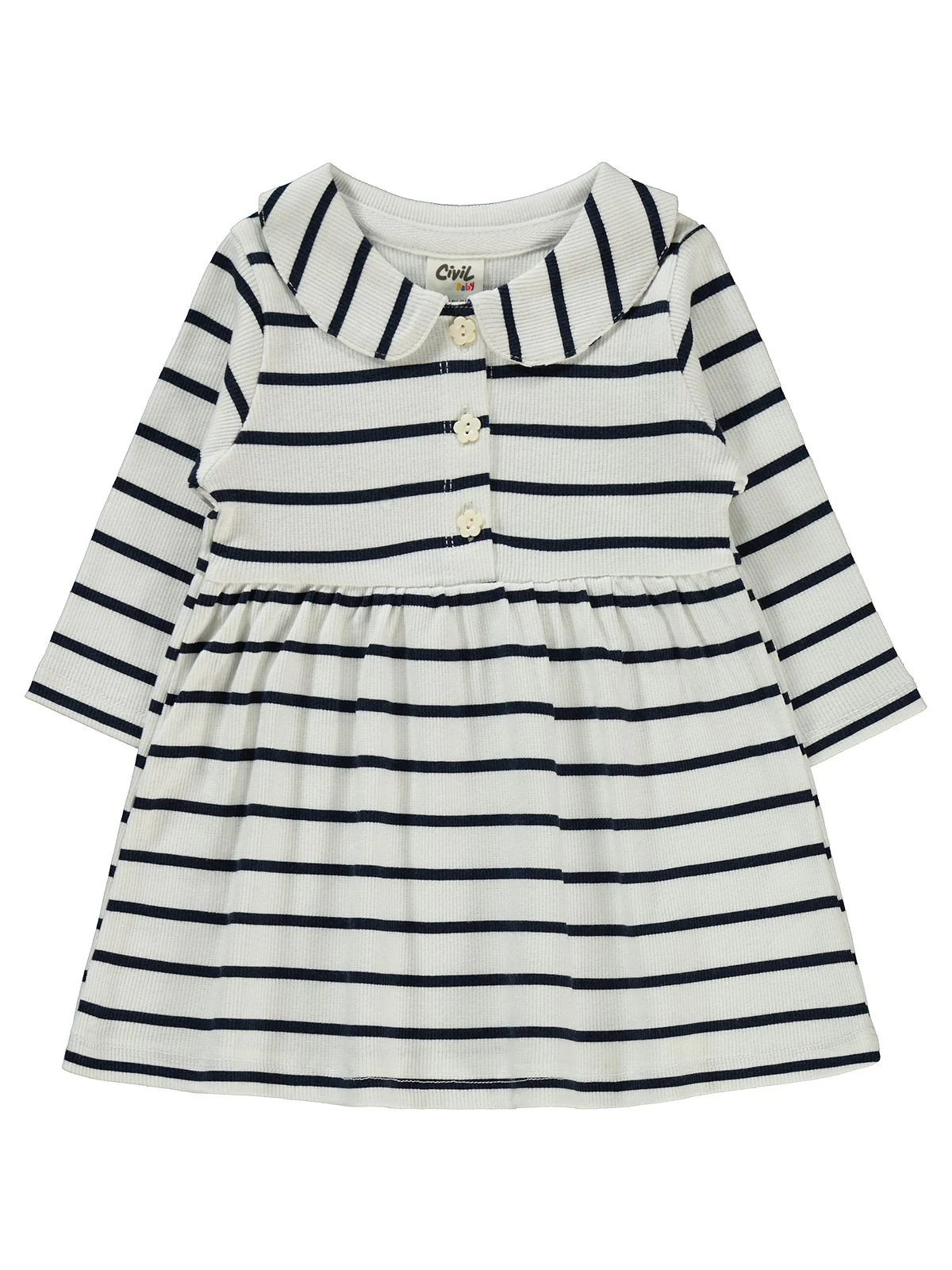 Civil Baby Çizgili 6-18 Ay Elbise - Lacivert