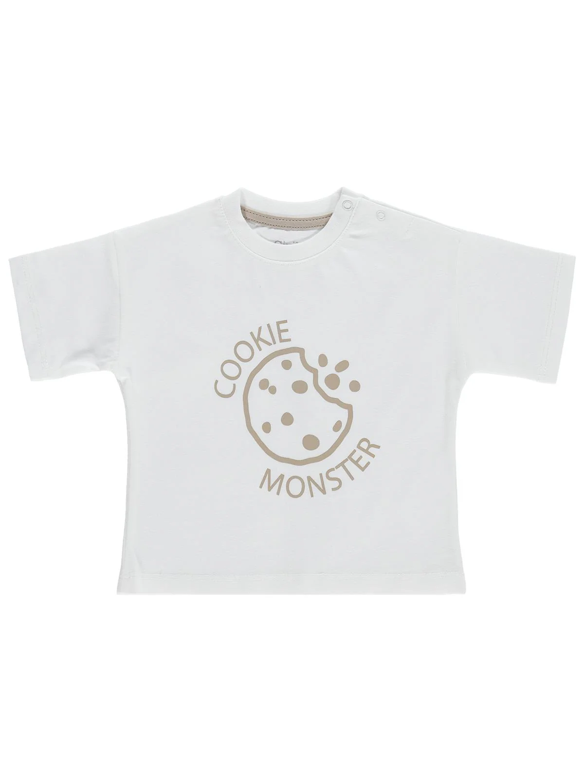 Civil Baby Cookie Monster 3-12 Ay Tişört - Ekru