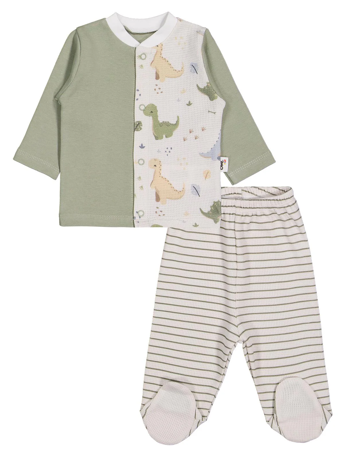 Civil Baby Dino Baskılı 8 li 0-1 Ay Zıbın Setleri - Yeşil - Image 2