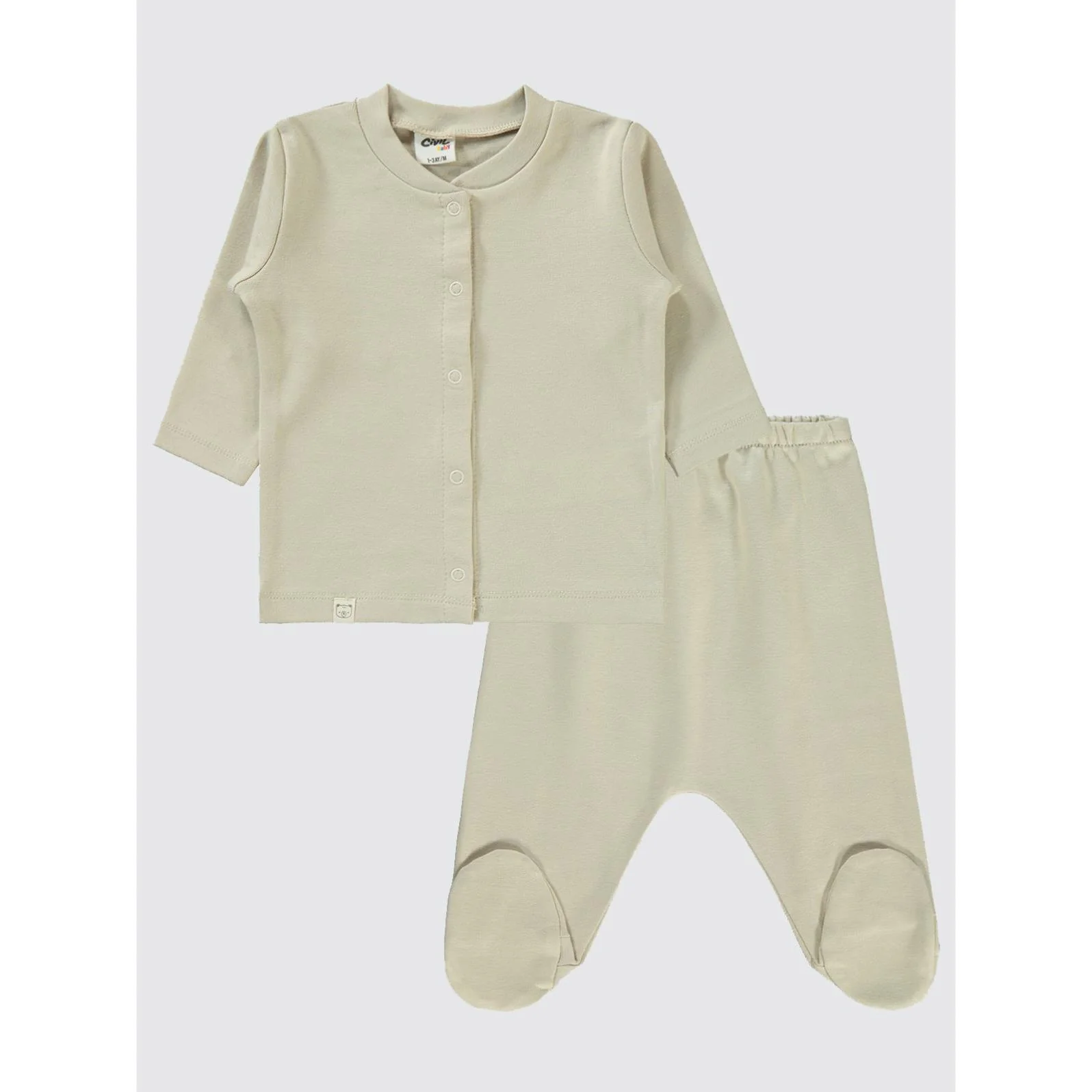 Civil Baby Düz 1-6 Ay Pijama Takımı - Bej - Image 5