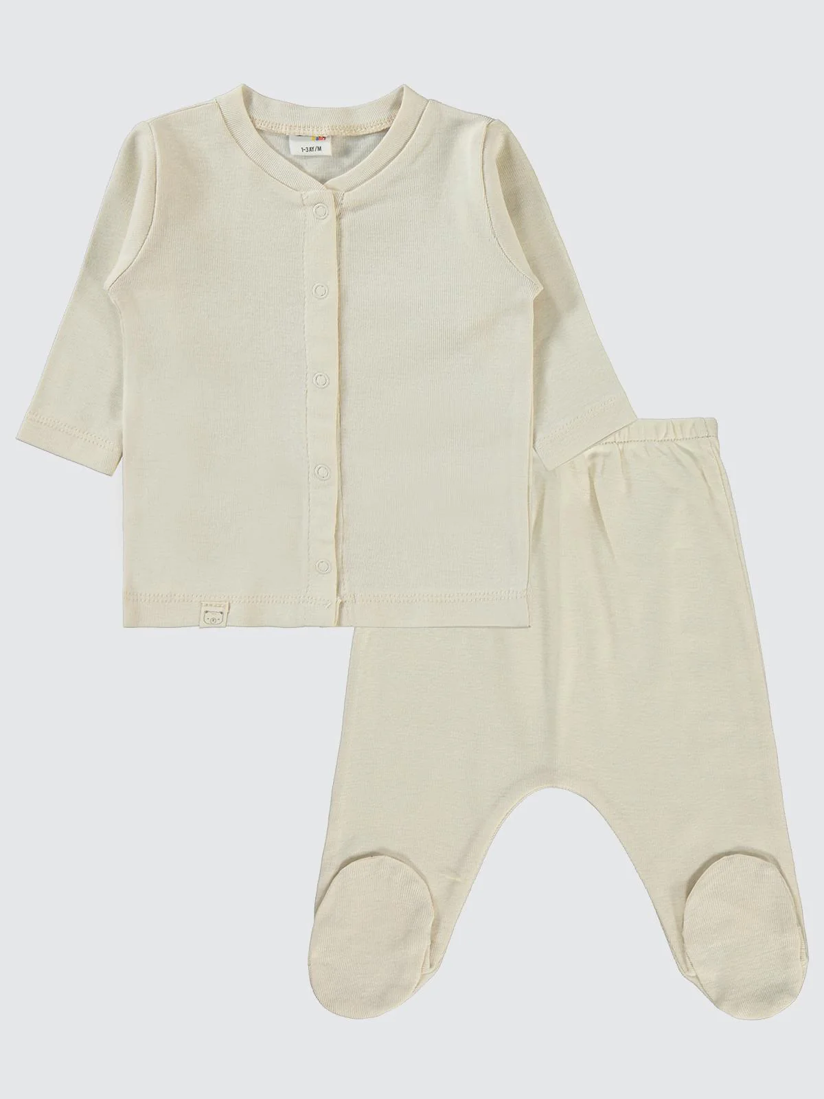 Civil Baby Düz 1-6 Ay Pijama Takımı - Bej - Image 4