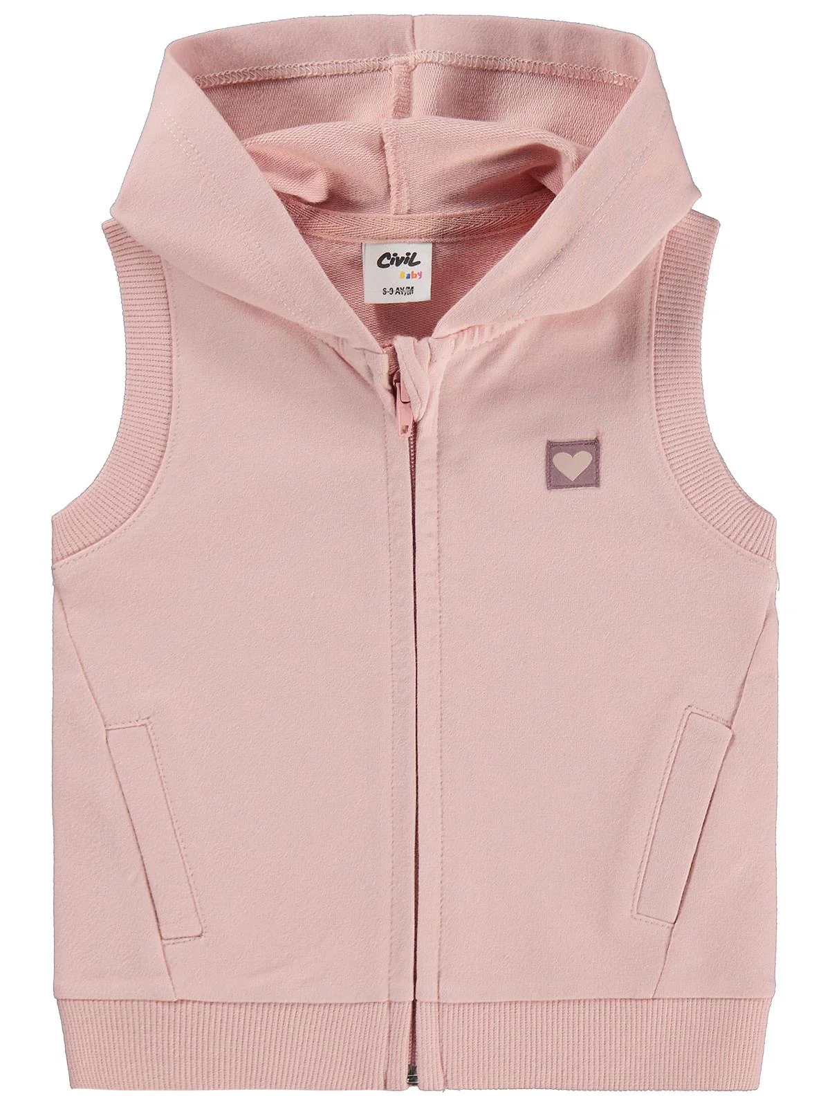 Civil Baby Düz Basic Kalpli 6-18 Ay Yelek - Pembe - Image 3
