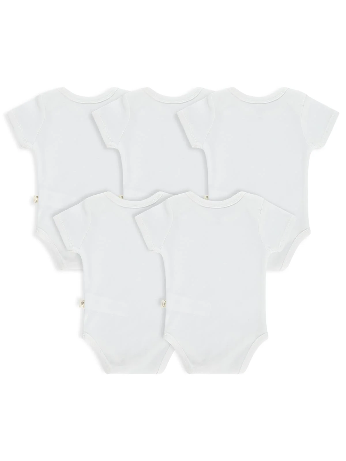 Civil Baby Düz Kısa Kol 5 li 1-3 Yaş Çıtçıtlı Badi - Beyaz - Image 2