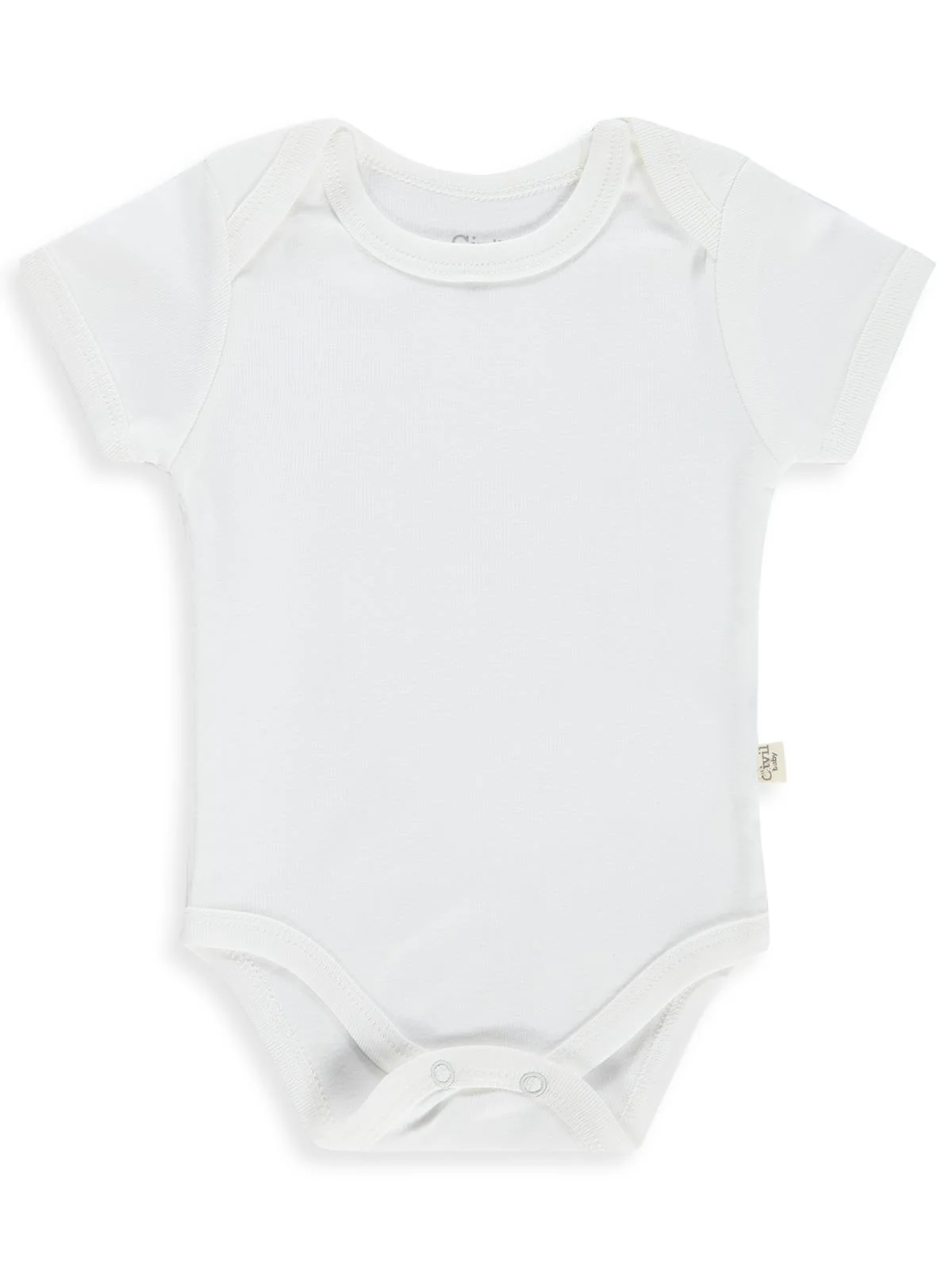Civil Baby Düz Kısa Kol 5 li 1-3 Yaş Çıtçıtlı Badi - Beyaz - Image 3