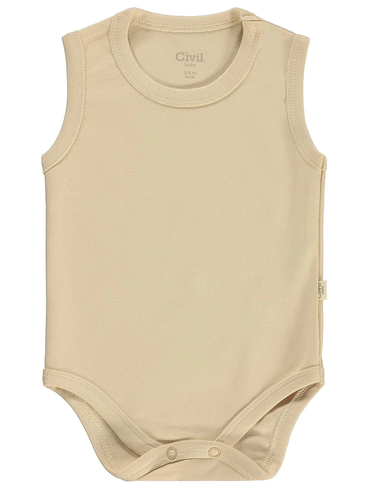 Civil Baby Düz Renkli 3-36 Ay Çıtçıtlı Badi - Bej