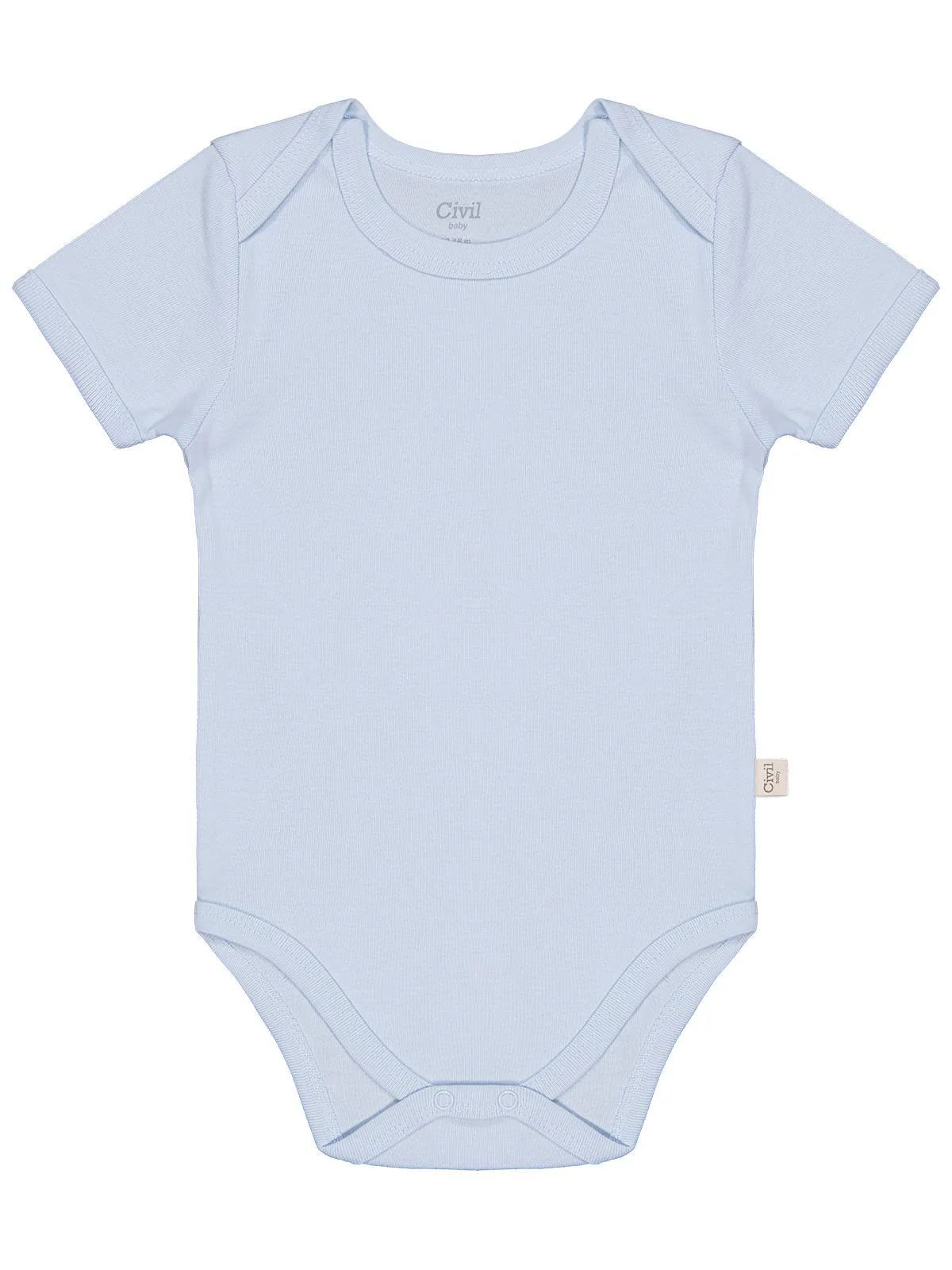 Civil Baby Düz Renkli Kısa Kol 1-3 Yaş Çıtçıtlı Badi - Mavi