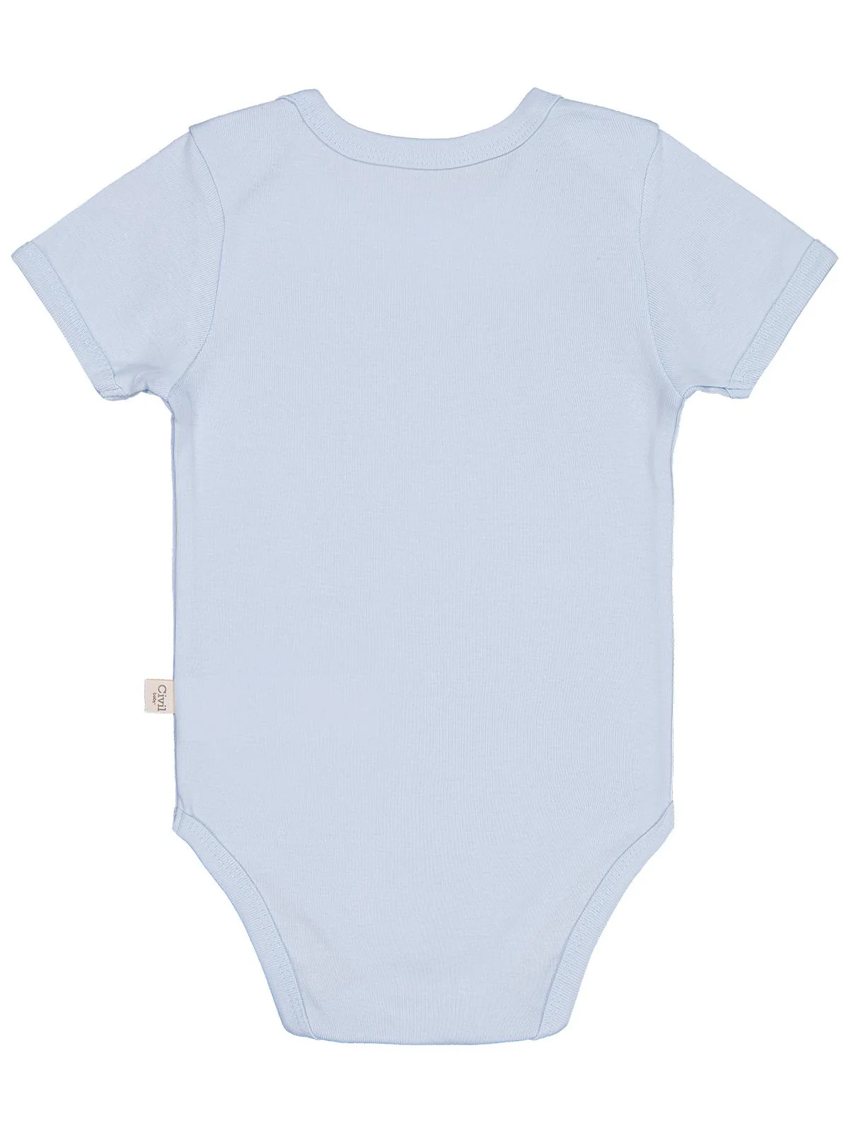 Civil Baby Düz Renkli Kısa Kol 3-9 Ay Çıtçıtlı Badi - Mavi - Image 3