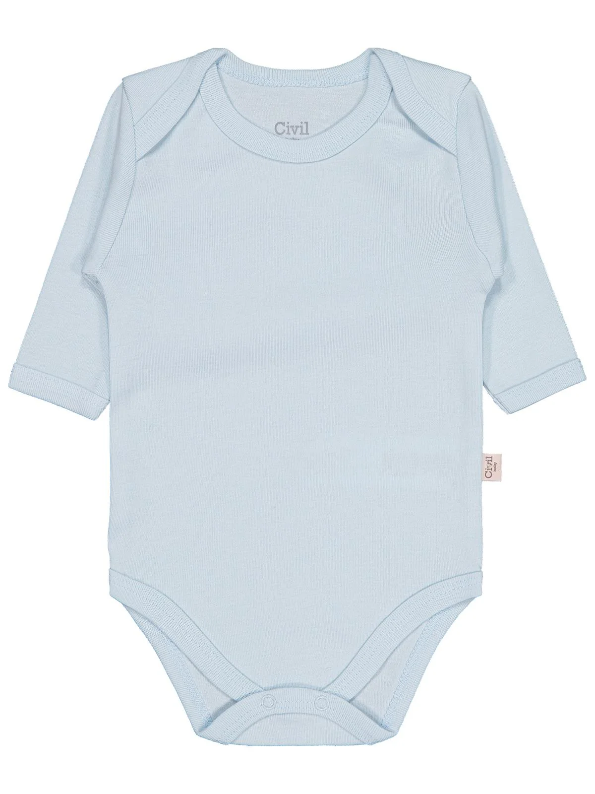 Civil Baby Düz Renkli Uzun Kol 3-9 Ay Çıtçıtlı Badi - Mavi