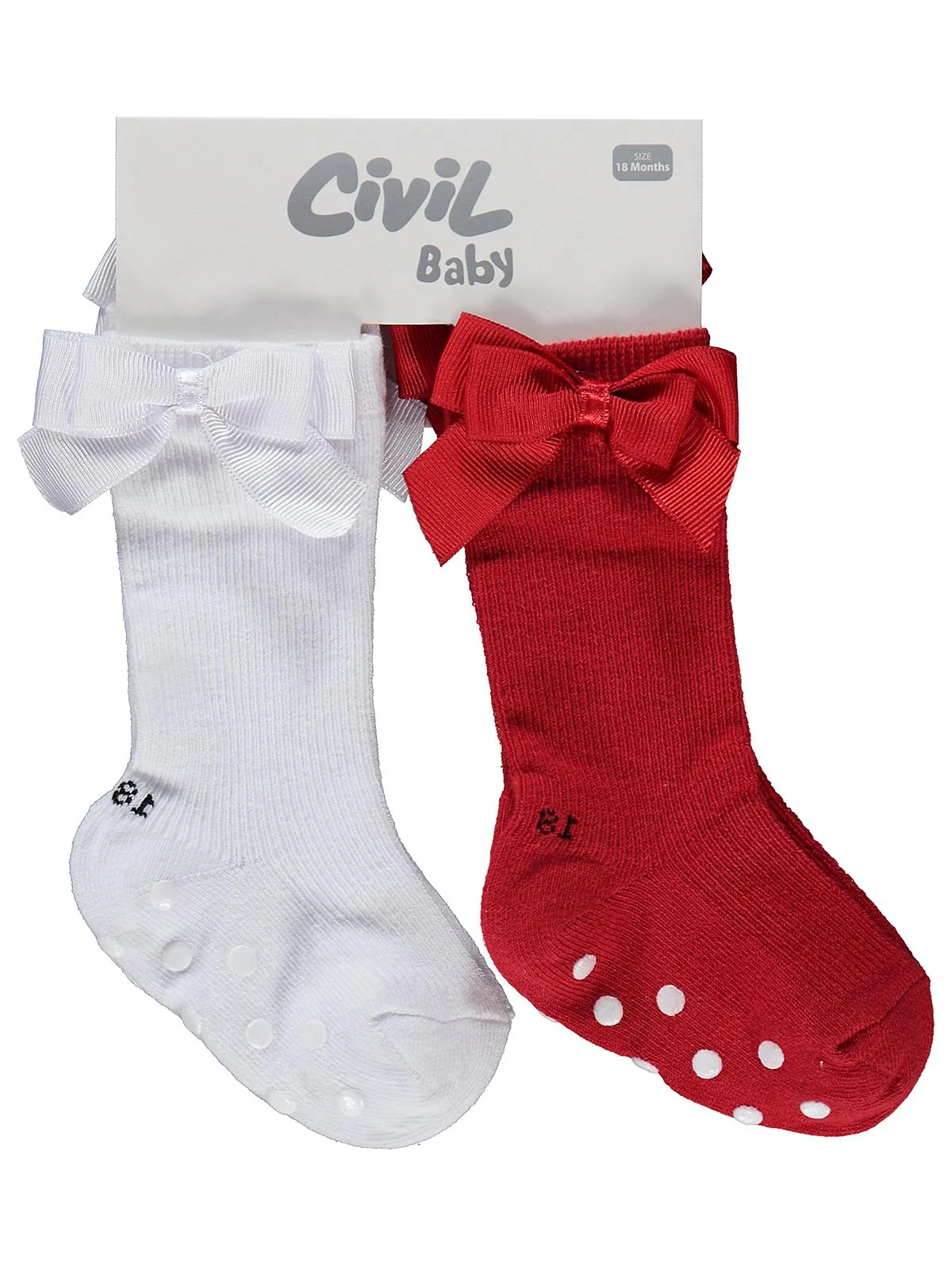 Civil Baby Fiyonk Aksesuarlı Kaydırmaz 2'li 6-18 Ay Bebek Kız Çorap Set - Image 2