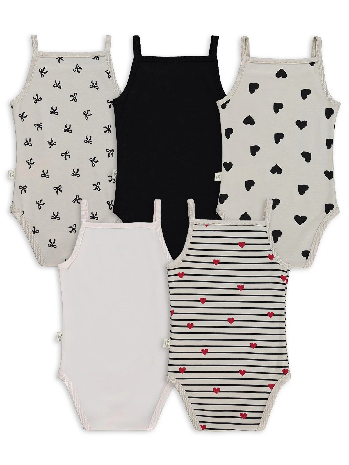 Civil Baby Fiyonk Empirmeli İp Askılı 5 Li 1-36 Ay Çıtçıtlı Badi - Bej - Image 6