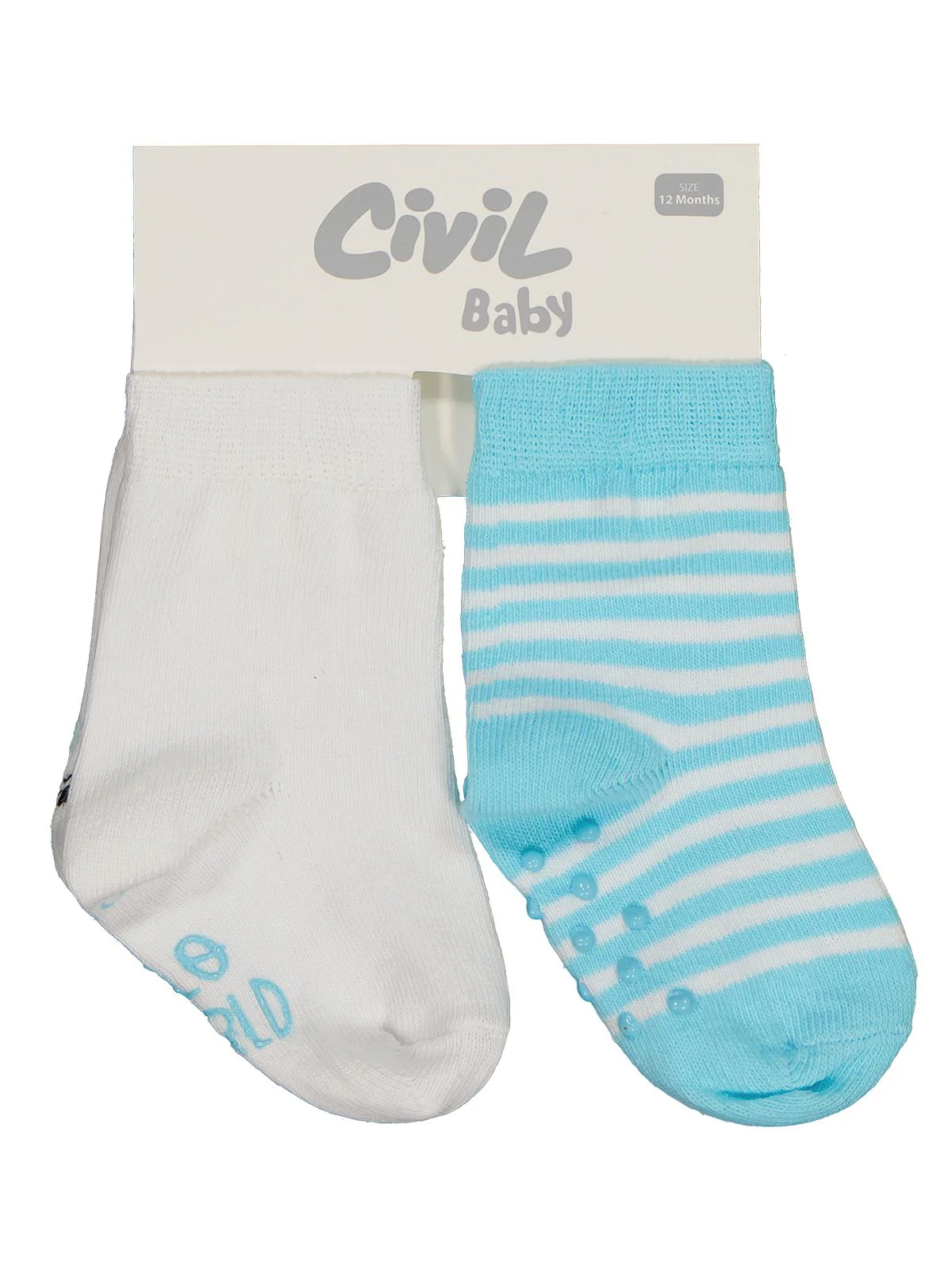 Civil Baby Hello World Kaydırmaz 2'li 6-18 Ay Bebek Erkek Çorap Set - Image 2