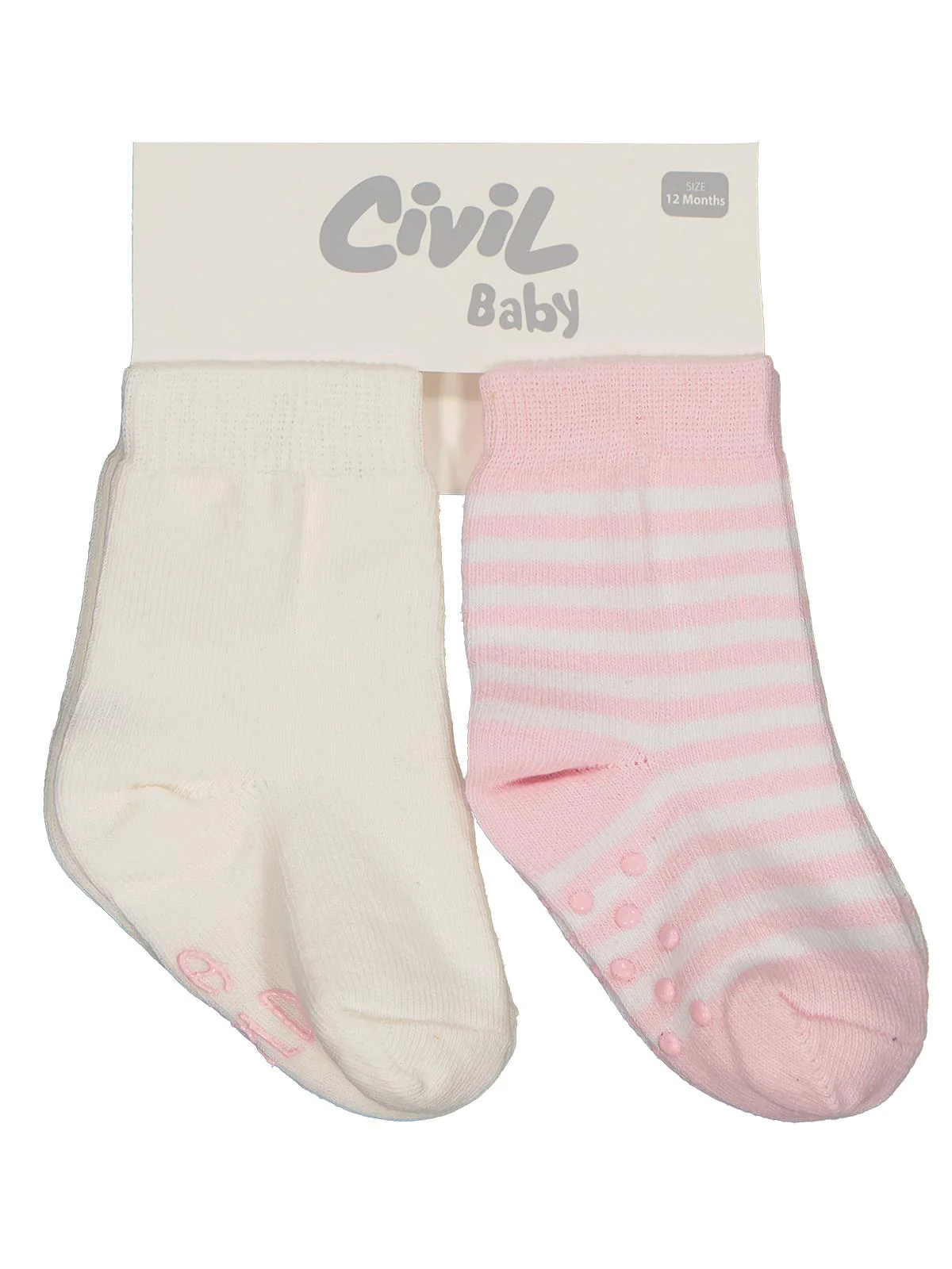 Civil Baby Hello World Kaydırmaz 2'li 6-18 Ay Bebek Kız Çorap Set - Image 3