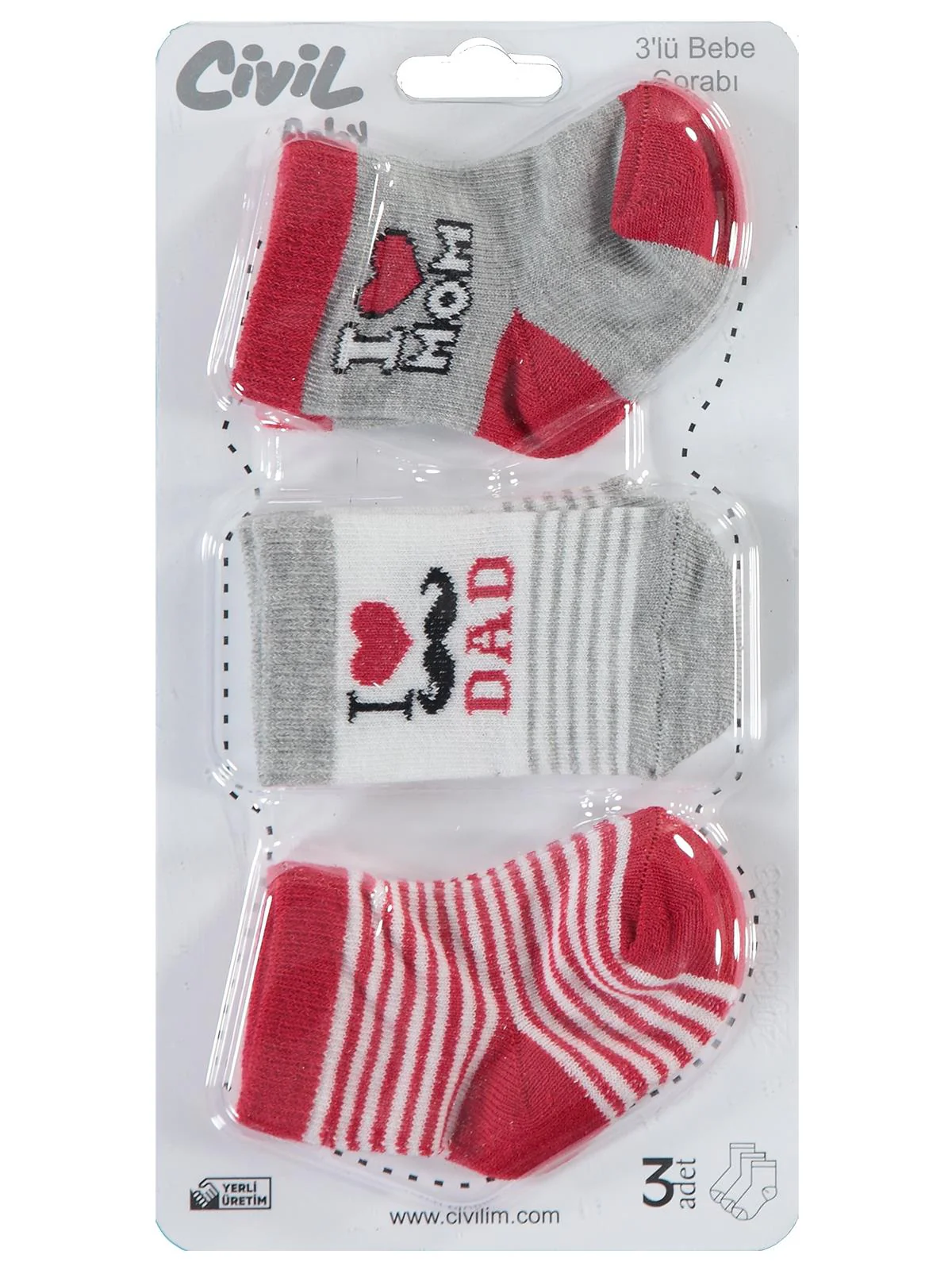 Civil Baby I Dad Desen Asetat 0-24 Ay Çorap Setleri