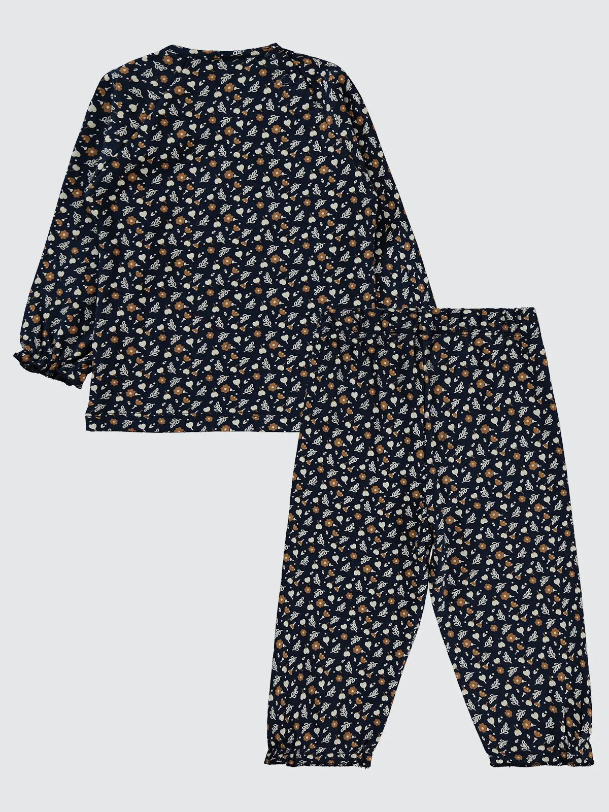 Civil Baby Kalp ve Yaprak Desenli 6-18 Ay Takım - Lacivert - Image 3