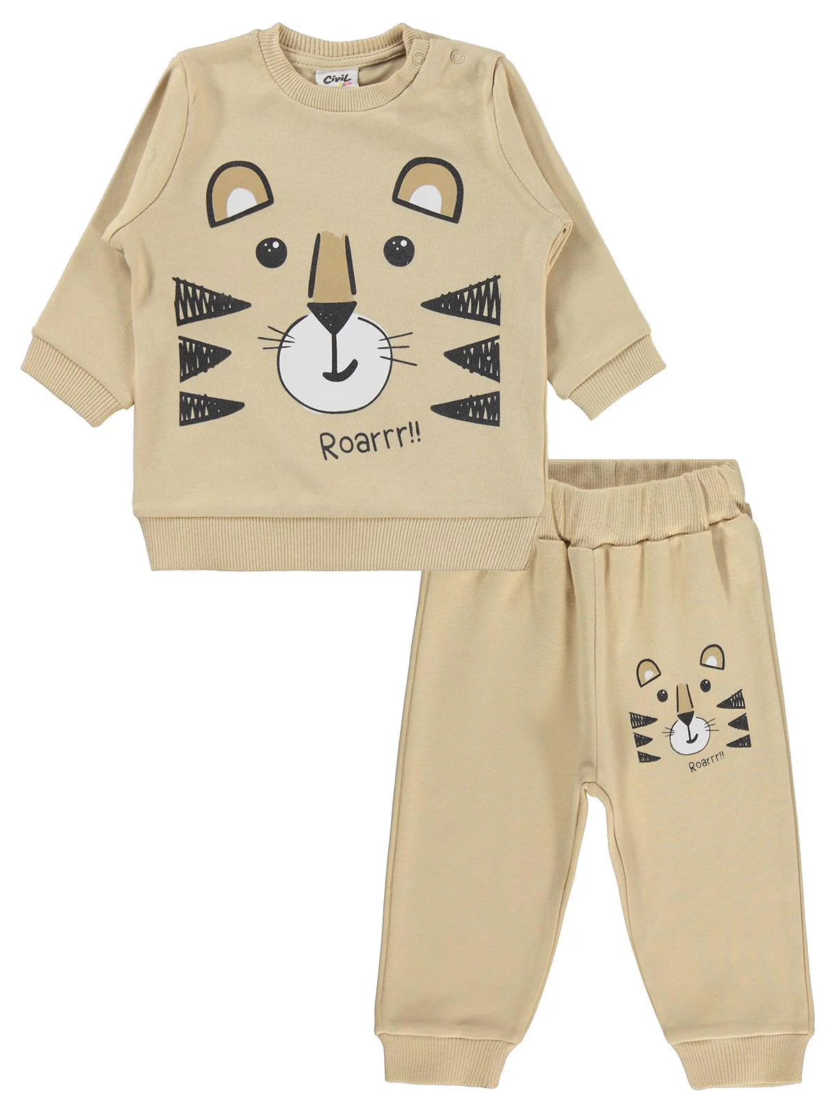Civil Baby Erkek Bebek Kaplan Baskılı 6-18 Ay Takım - Kahverengi - Image 3
