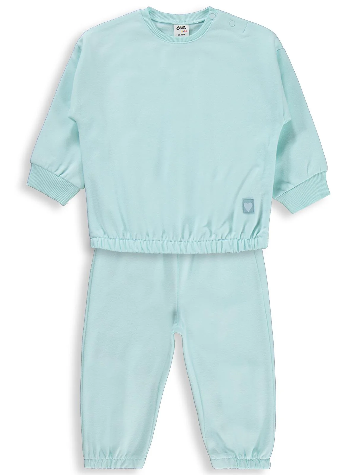 Civil Baby Kız Bebek Düz Basic Kalpli 6-18 Ay Takım - Yeşil