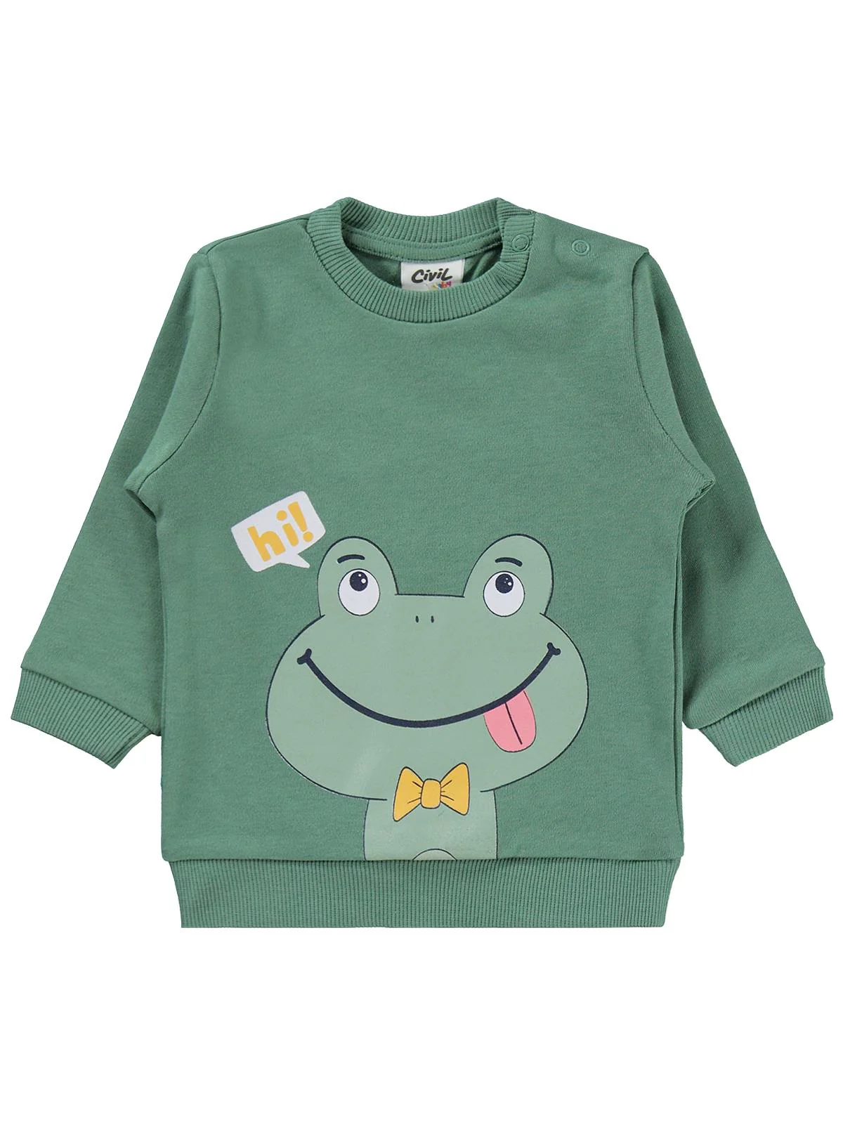 Civil Baby Erkek Bebek Kurbağa Baskılı 6-18 Ay Takım - Haki - Image 2