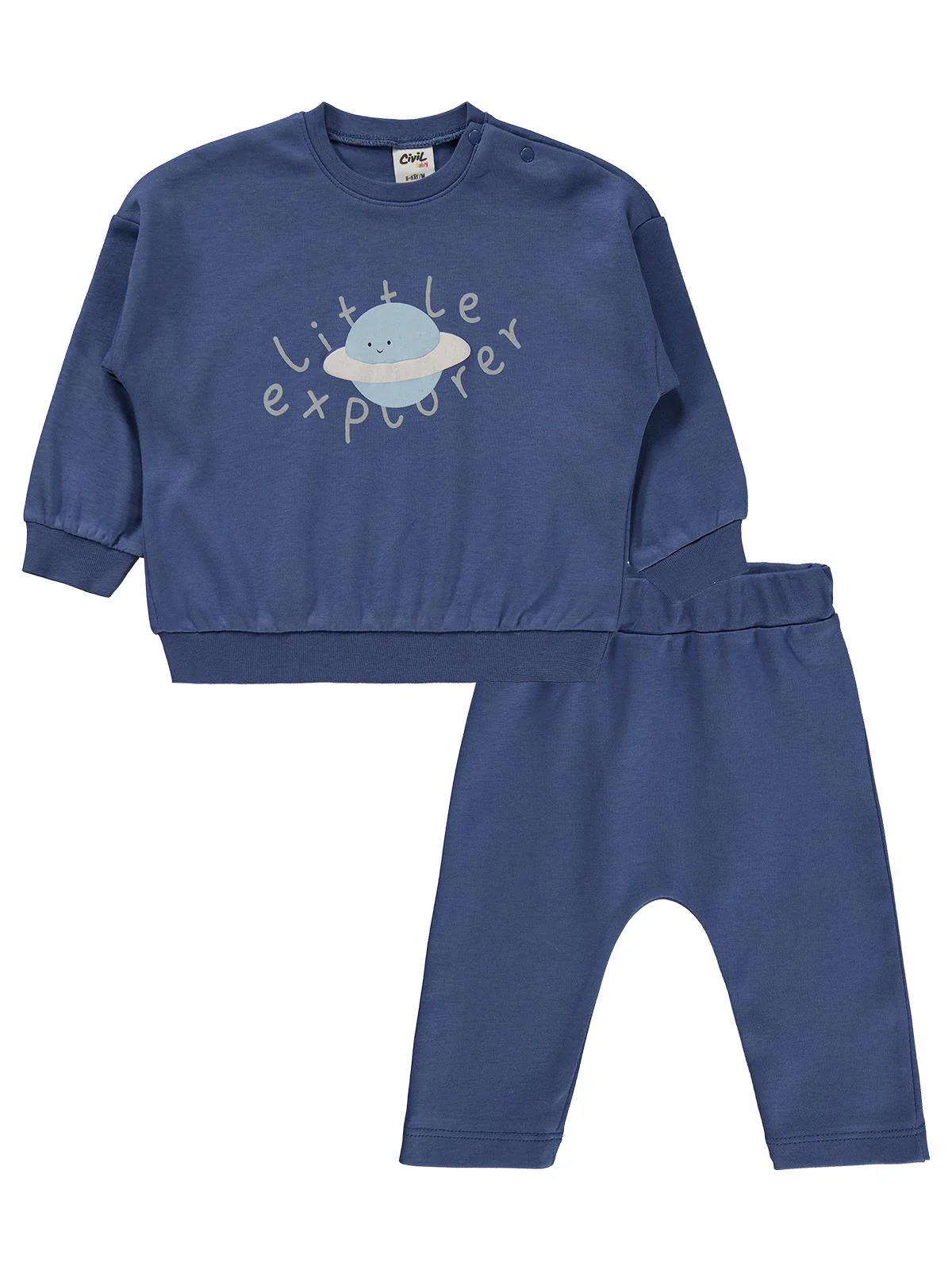 Civil Baby Little Explorer Dünya Baskılı 6-18 Ay Takım - Mavi - Image 2