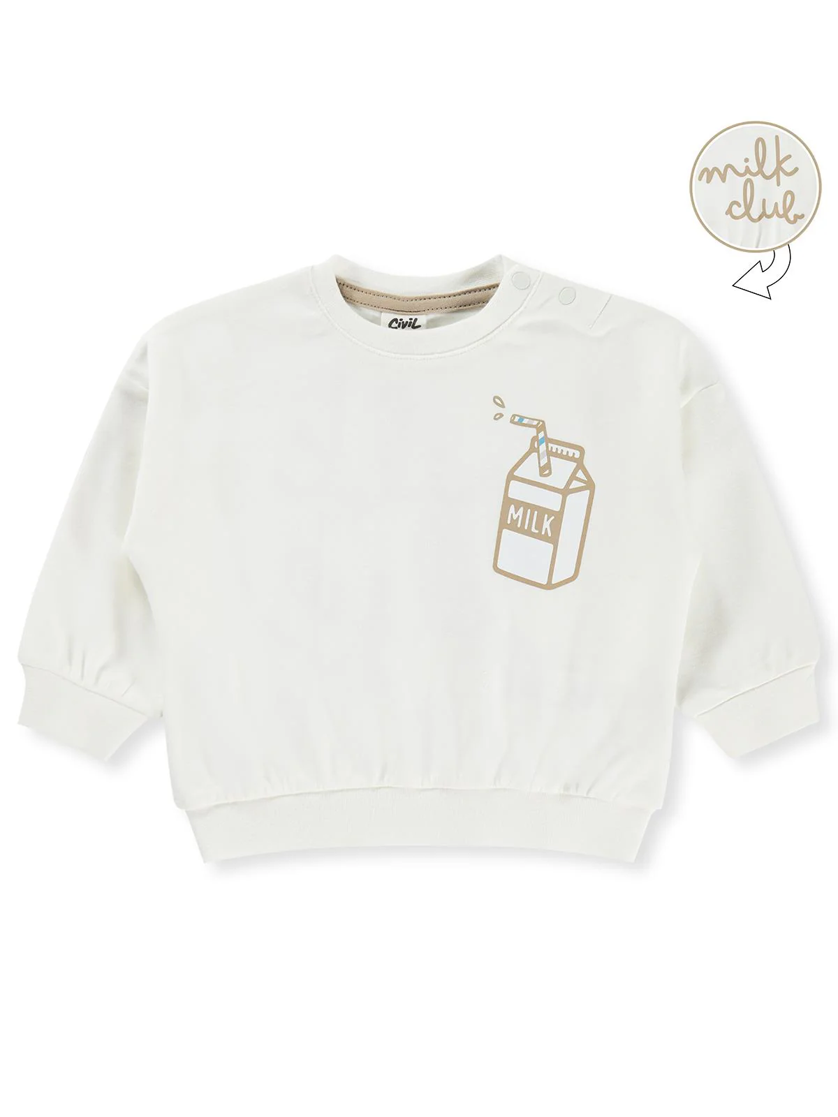 Civil Baby Milk Club Baskılı 3-18 Ay Sweatshirt - Ekru - Image 3