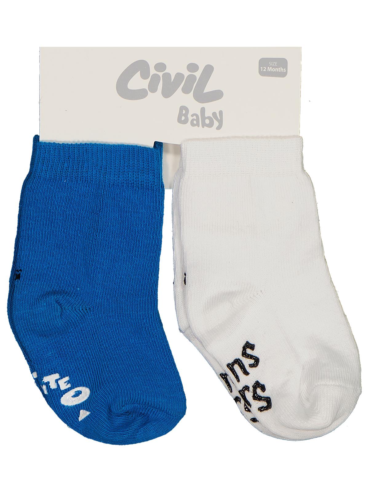 Civil Baby Monster Kaydırmaz 2'li 6-18 Ay Bebek Erkek Çorap Set - Image 2