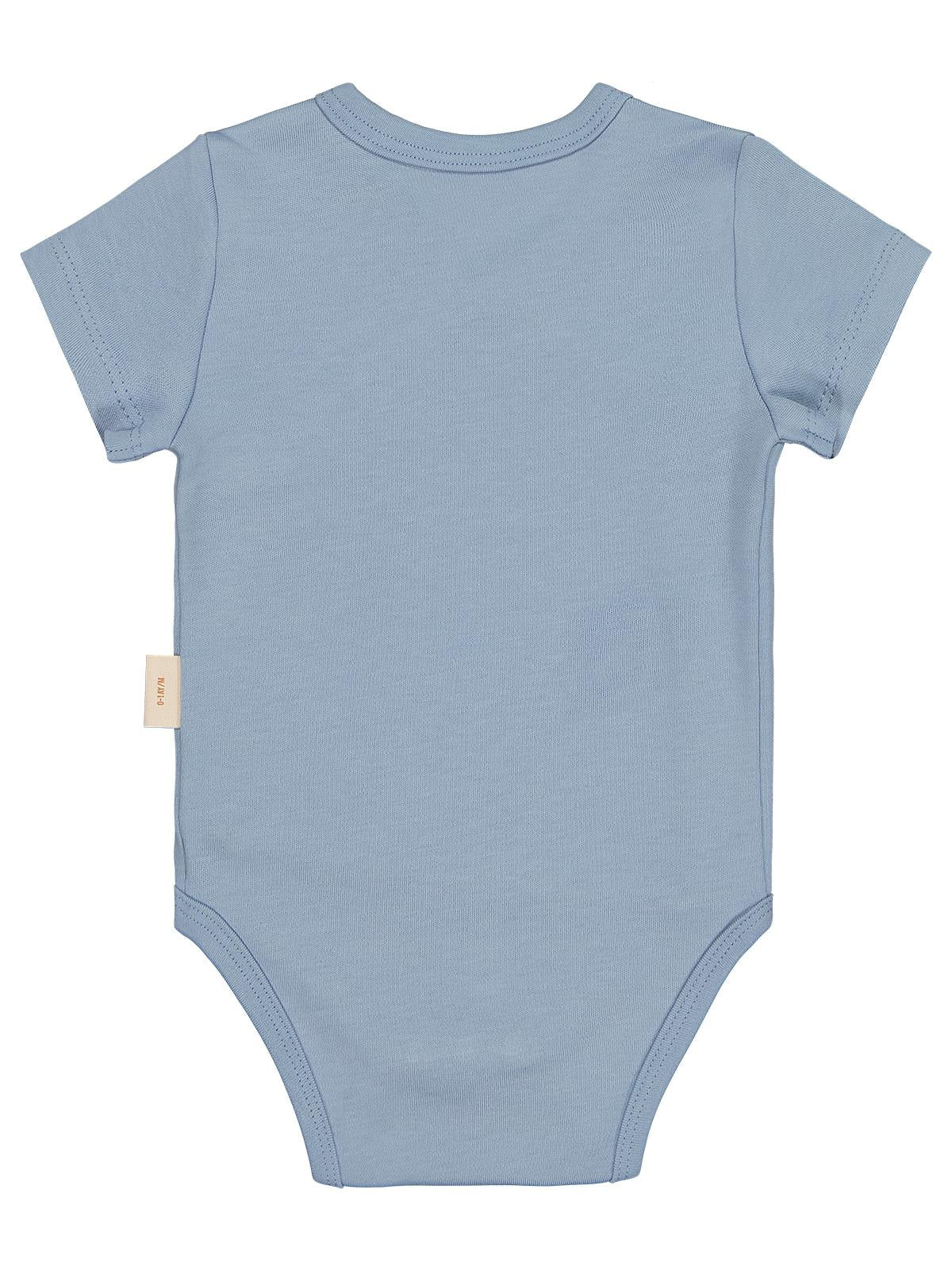 Civil Baby Organik Pamuklu Kruvaze 0-3 Ay Çıtçıtlı Badi - Mavi - Image 3