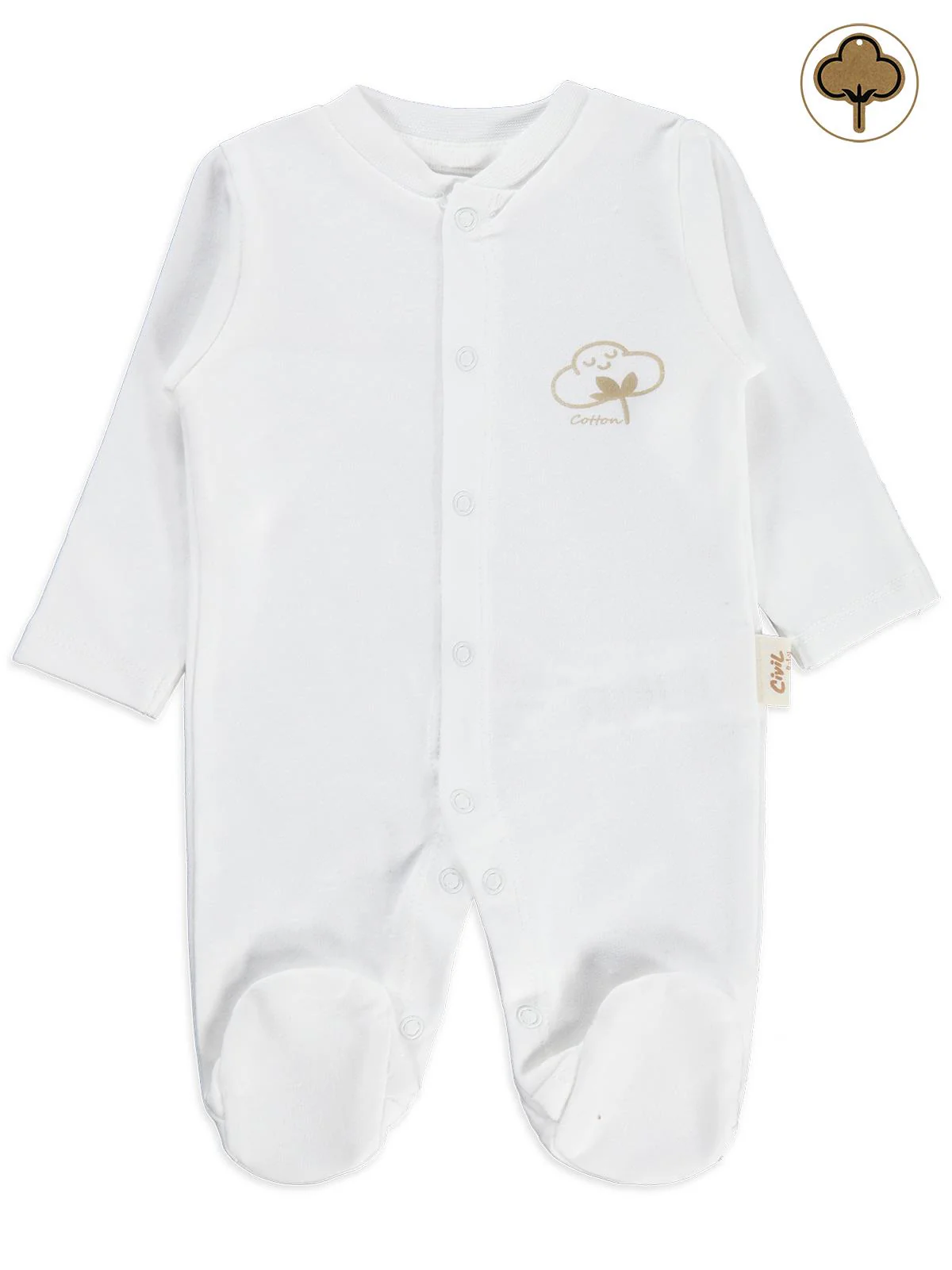 Civil Baby Organik Pamuklu Prematüre Tulum - Ekru