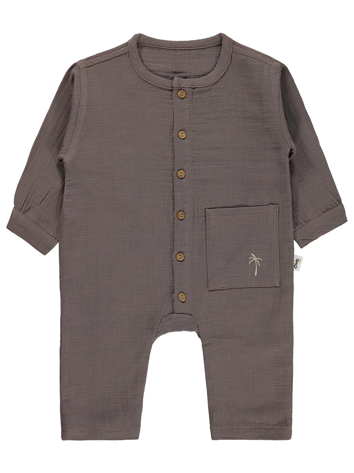 Civil Baby Palmiye Nakışlı 3-12 Ay Tulum - Kahverengi - Image 2