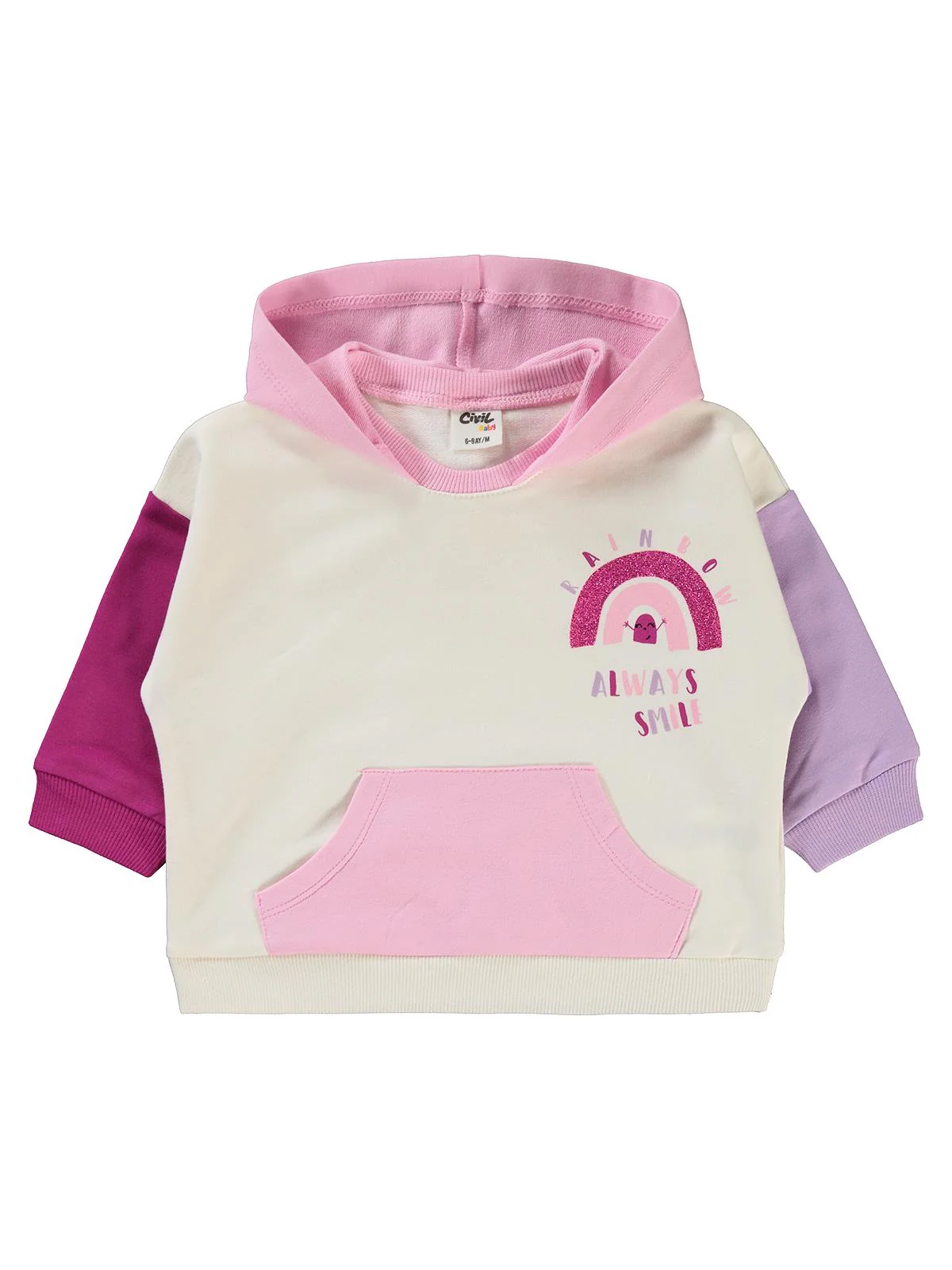 Civil Baby Parçalı Baskılı 6-18 Ay Sweatshirt - Pembe