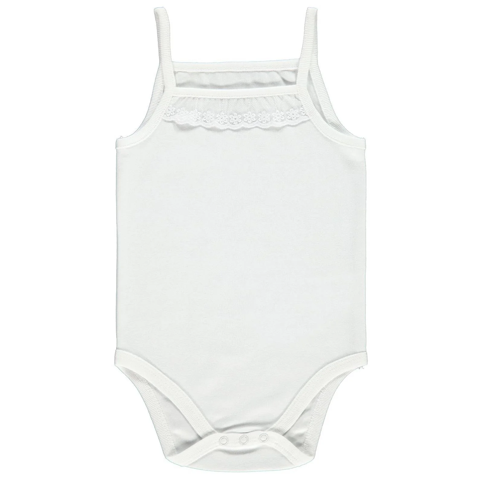 Civil Baby Penye İp Askılı Dantelli 3-9 Ay Kız Çıtçıtlı Badi - Beyaz - Image 6