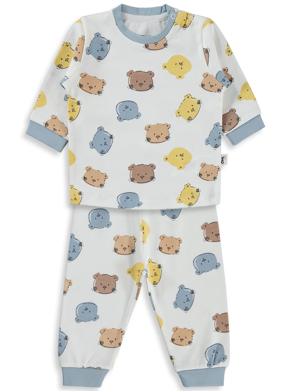 Civil Baby Renkli Ayıcık 6-18 Ay Pijama Takımı - Mavi