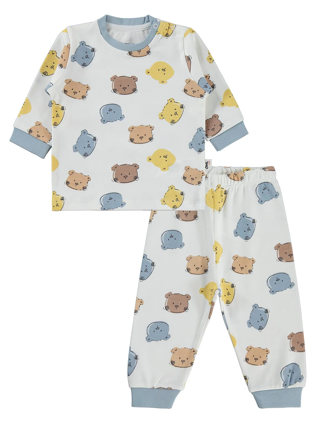 Civil Baby Renkli Ayıcık 6-18 Ay Pijama Takımı - Mavi - Image 3