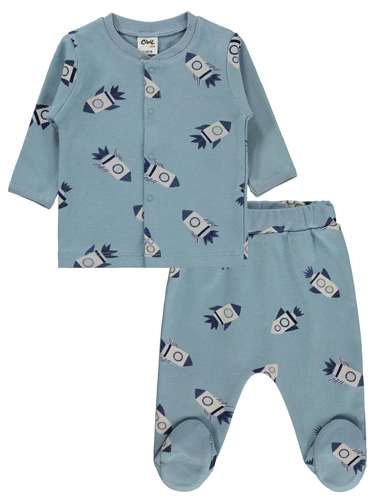 Civil Baby Roket Empirme 1-9 AY Pijama Takımı - Mavi