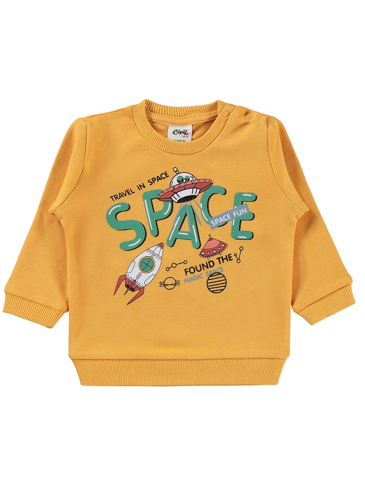 Civil Baby Space Baskılı 6-18 Ay Takım - Hardal - Image 3